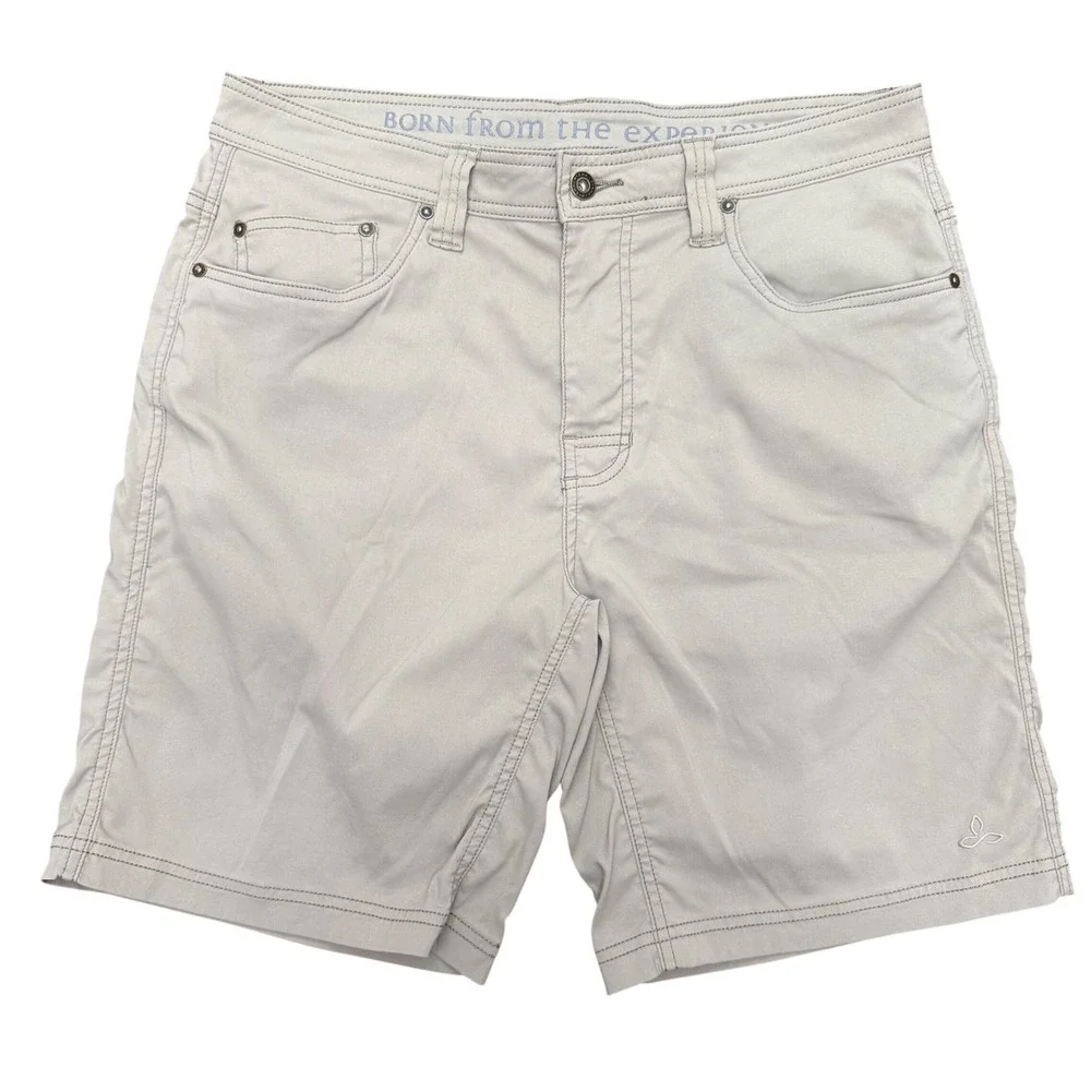 prAna Brion Shorts Mens 34 Gray Hiking Outdoor Stretch Zion M3BRIO113 9 Inseam